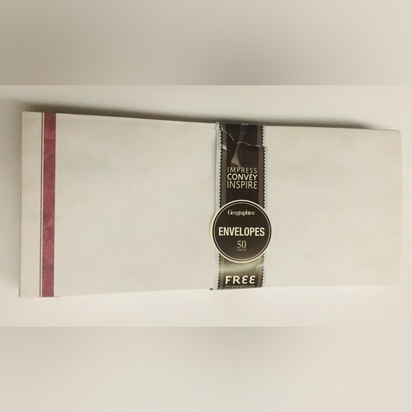 New 50 Envelopes Geographics Light Grey with Red Line on Left Side Front Back - Picture 13 of 16